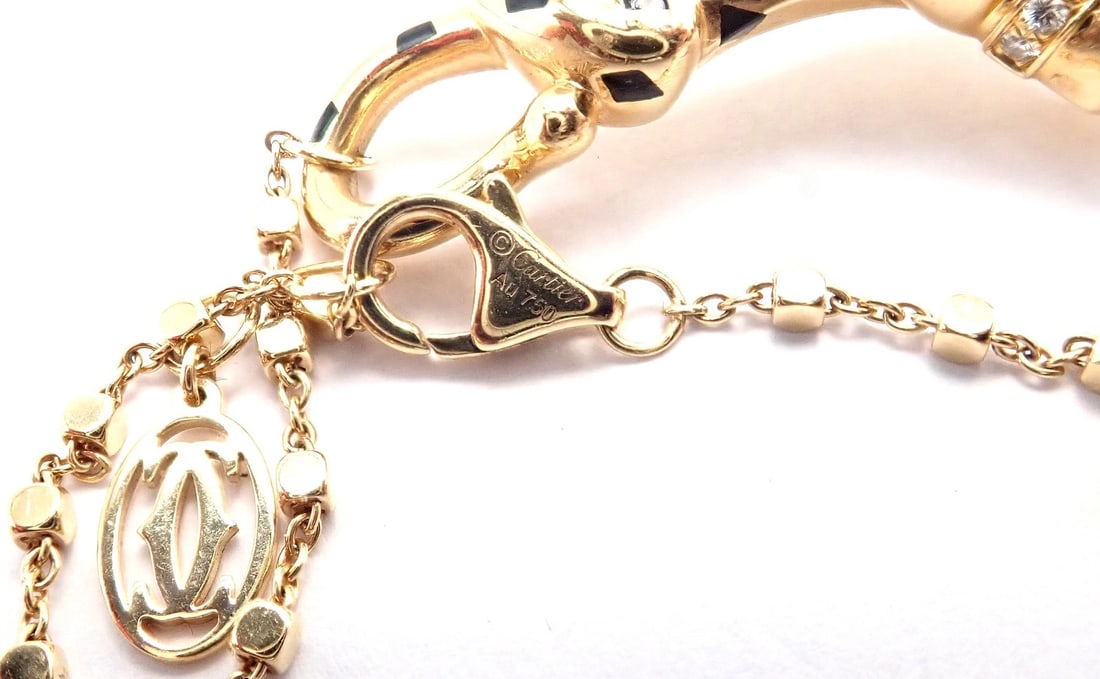Authentic! Cartier Panther 18k Yellow Gold Diamond Tsavorite Bracelet Cert. - 9