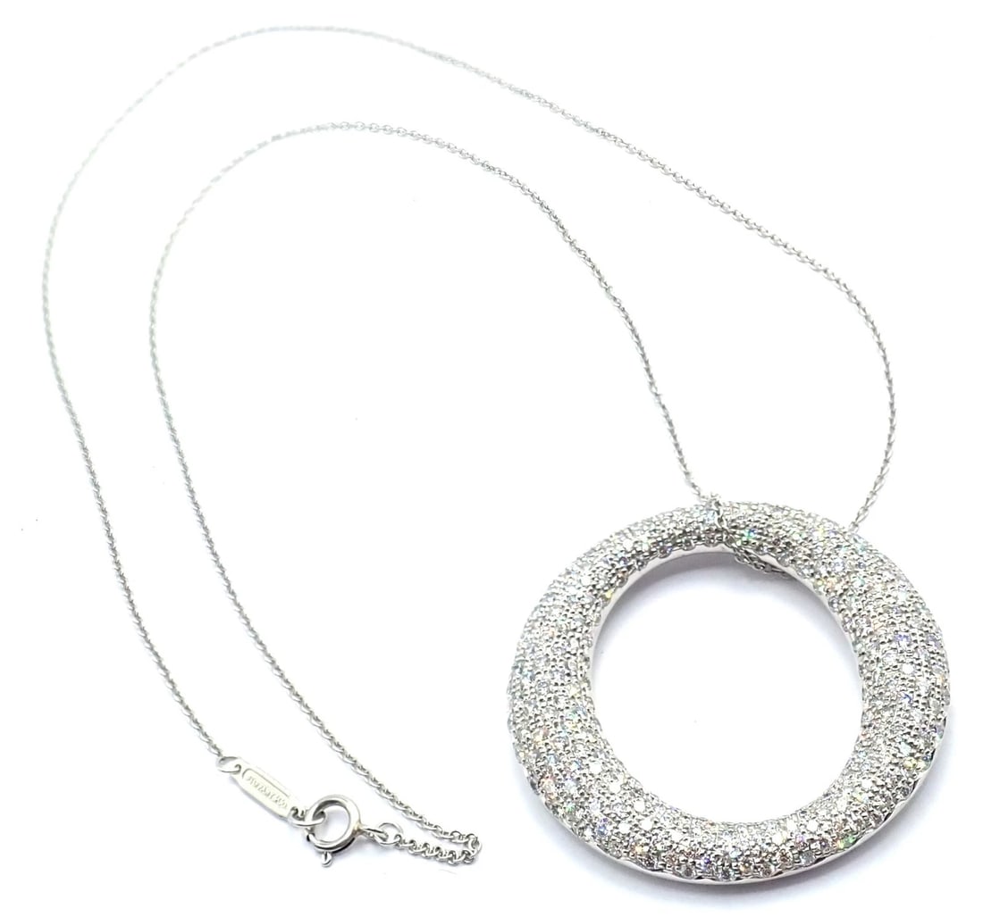 Tiffany & Co Peretti Platinum Diamond Large 35mm Sevillana Pendant Necklace - 11