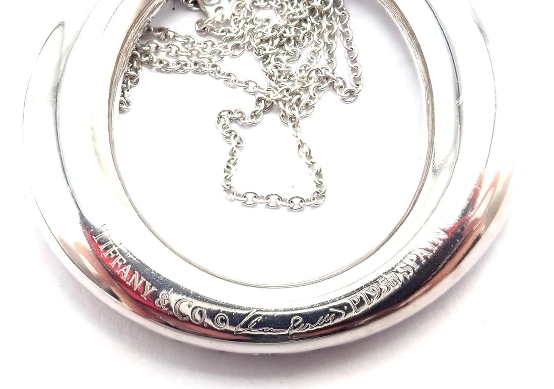 Tiffany & Co Peretti Platinum Diamond Large 35mm Sevillana Pendant Necklace - 3