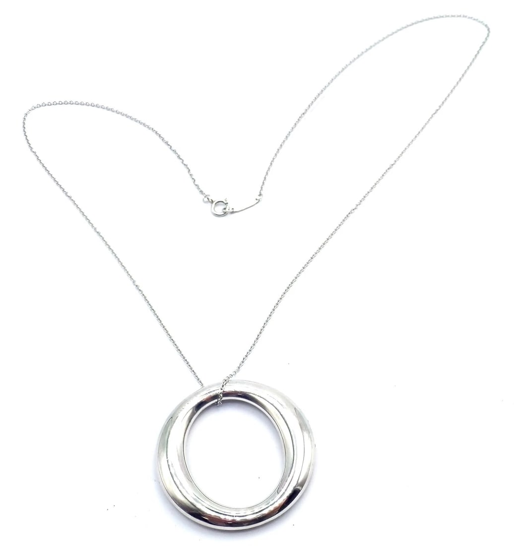 Tiffany & Co Peretti Platinum Diamond Large 35mm Sevillana Pendant Necklace - 5