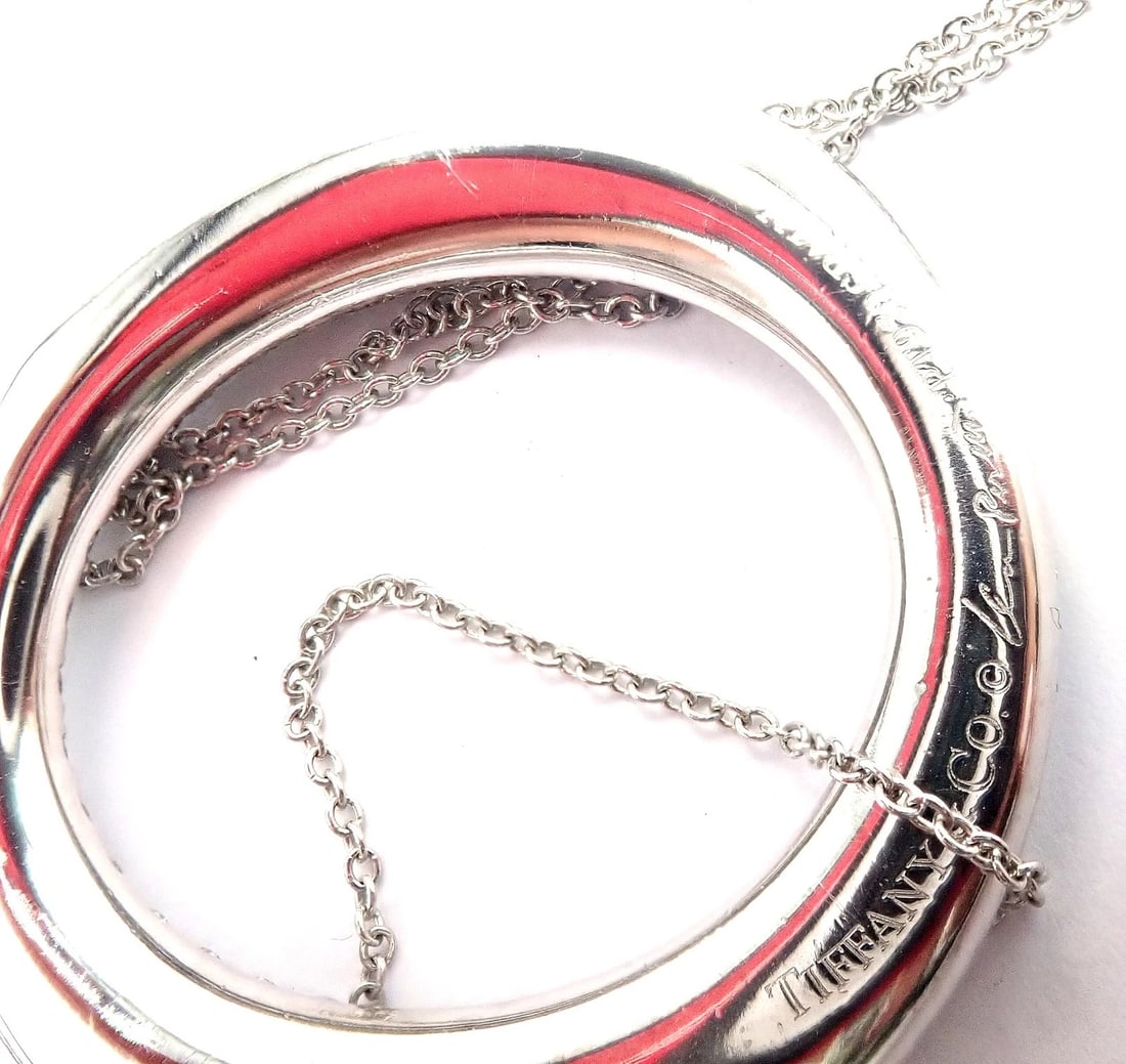 Tiffany & Co Peretti Platinum Diamond Large 35mm Sevillana Pendant Necklace - 6