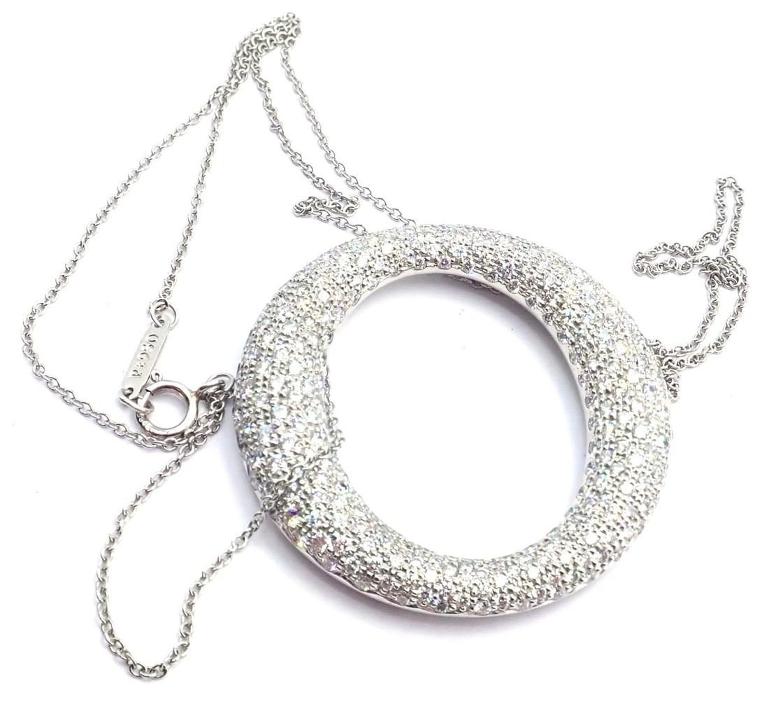 Tiffany & Co Peretti Platinum Diamond Large 35mm Sevillana Pendant Necklace - 7