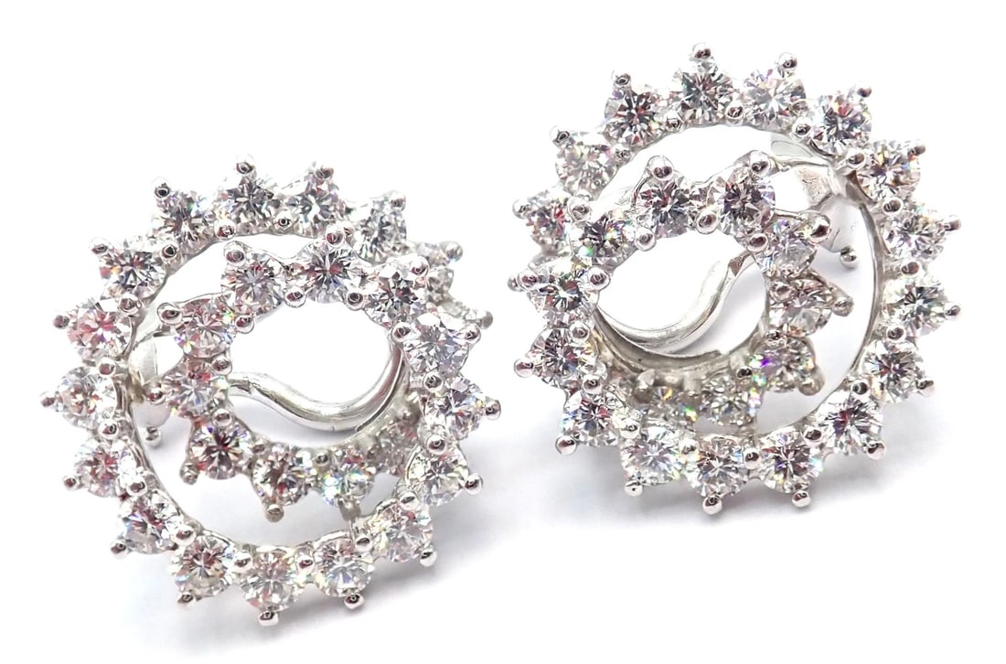 Authentic! Vintage Tiffany & Co Irid Platinum Diamond Swirl Earrings - 11