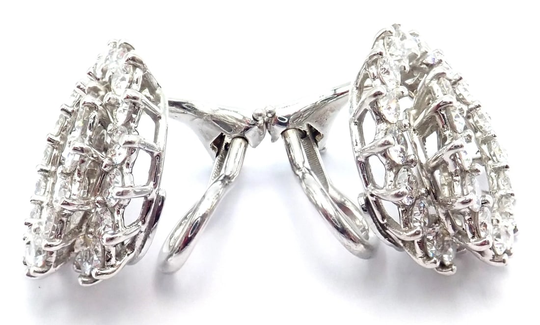 Authentic! Vintage Tiffany & Co Irid Platinum Diamond Swirl Earrings - 3