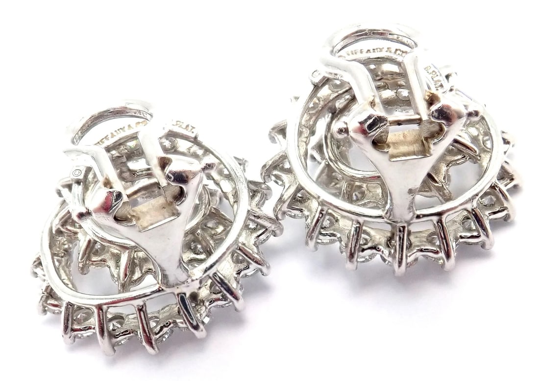 Authentic! Vintage Tiffany & Co Irid Platinum Diamond Swirl Earrings - 5