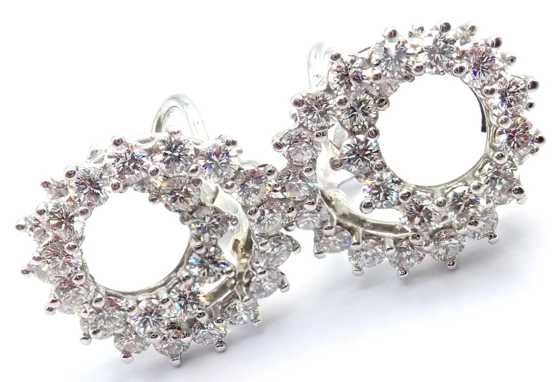 Authentic! Vintage Tiffany & Co Irid Platinum Diamond Swirl Earrings - 6