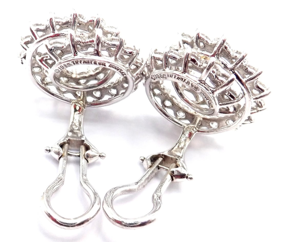 Authentic! Vintage Tiffany & Co Irid Platinum Diamond Swirl Earrings - 8