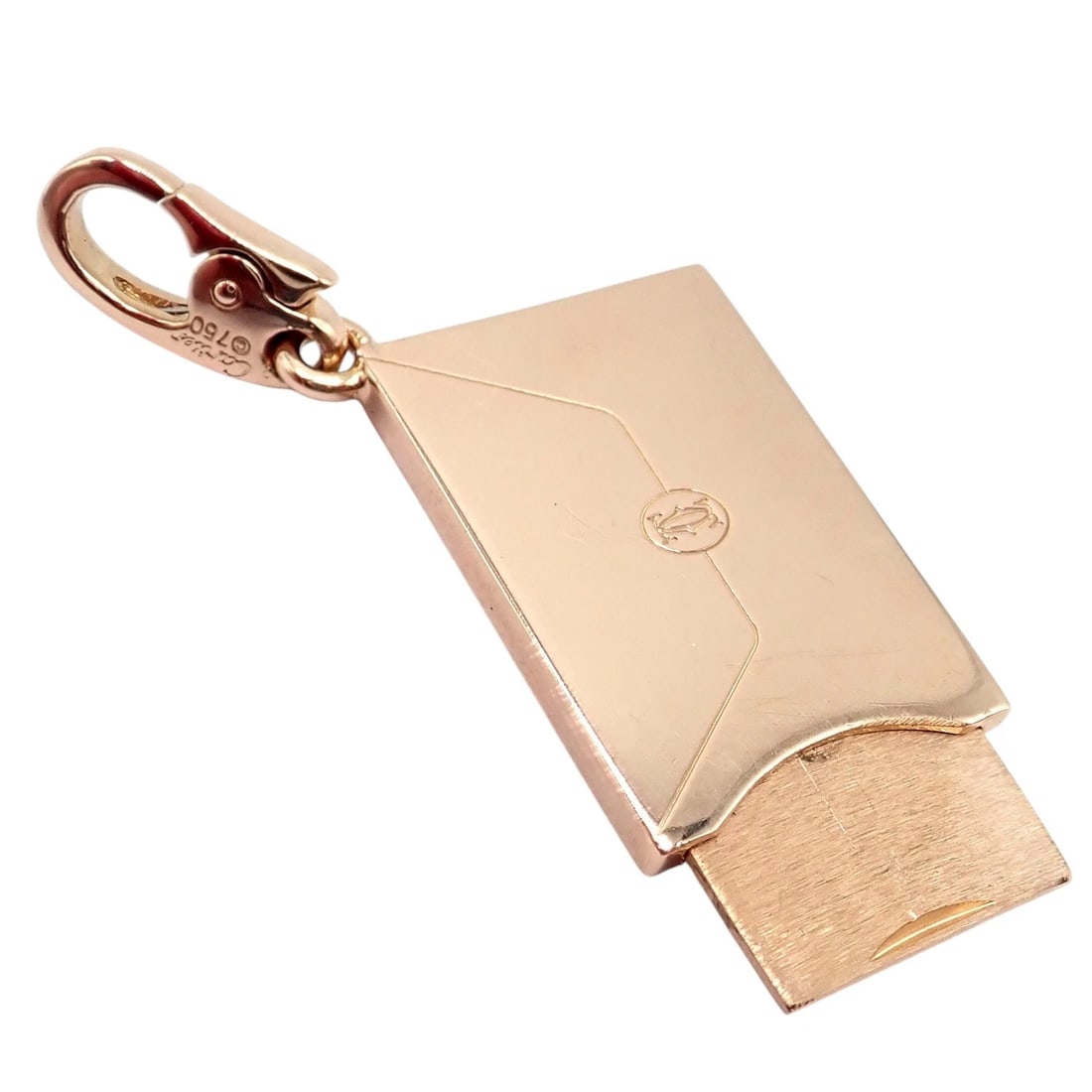 Authentic! Cartier 18k Rose Gold Love Letter Envelope Diamond Pendant Charm - 3