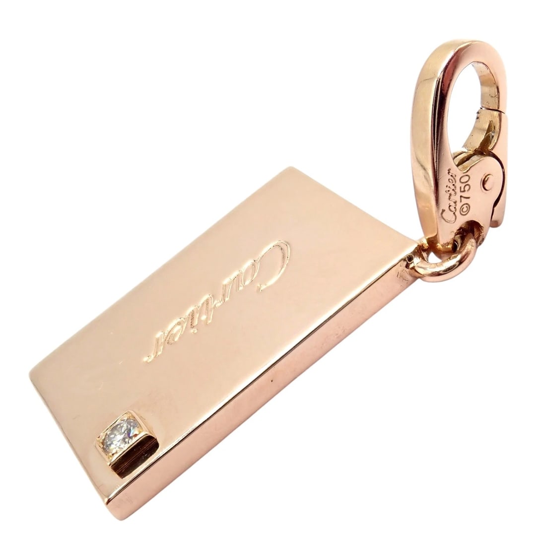 Authentic! Cartier 18k Rose Gold Love Letter Envelope Diamond Pendant Charm - 6