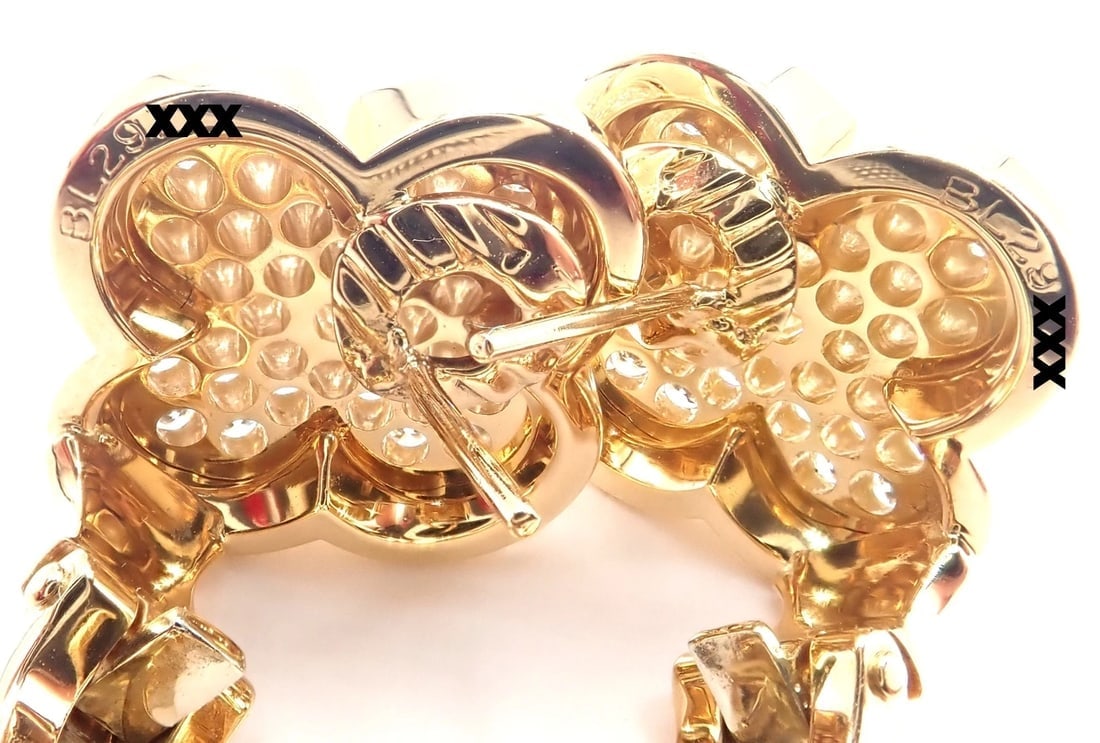 Authentic! Van Cleef & Arpels 18k Yellow Gold Diamond Pure Alhambra Earrings - 9