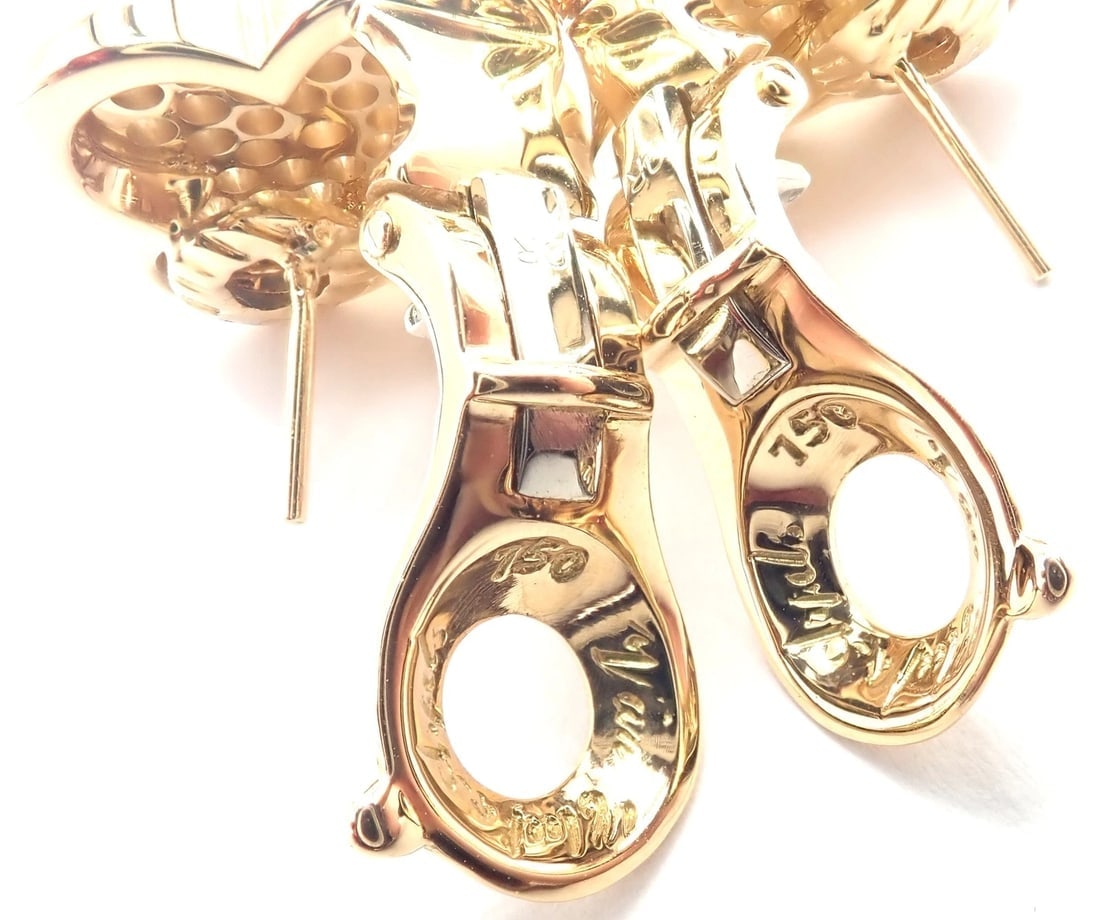 Authentic! Van Cleef & Arpels 18k Yellow Gold Diamond Pure Alhambra Earrings - 11