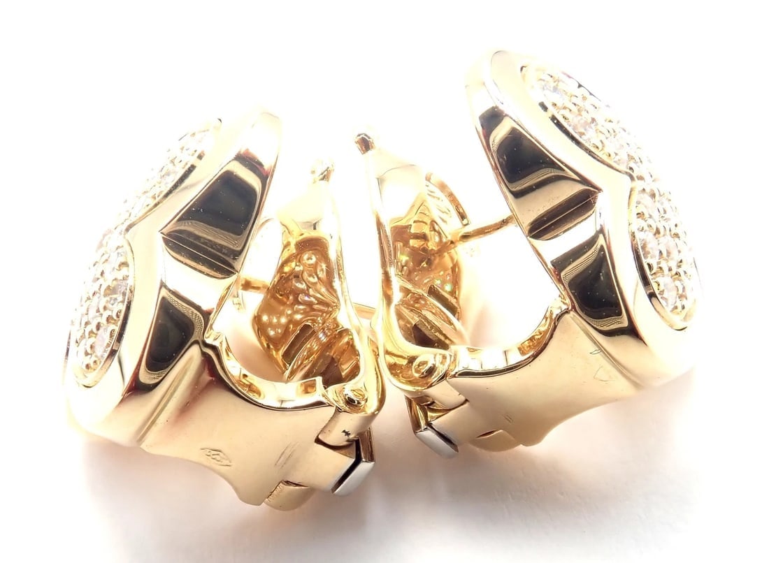 Authentic! Van Cleef & Arpels 18k Yellow Gold Diamond Pure Alhambra Earrings - 13