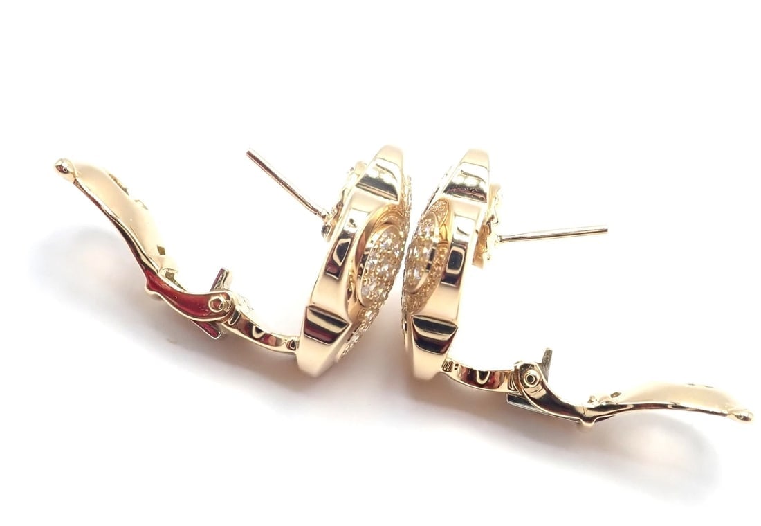 Authentic! Van Cleef & Arpels 18k Yellow Gold Diamond Pure Alhambra Earrings - 6