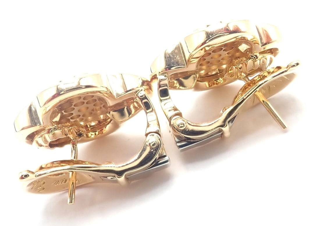 Authentic! Van Cleef & Arpels 18k Yellow Gold Diamond Pure Alhambra Earrings - 7