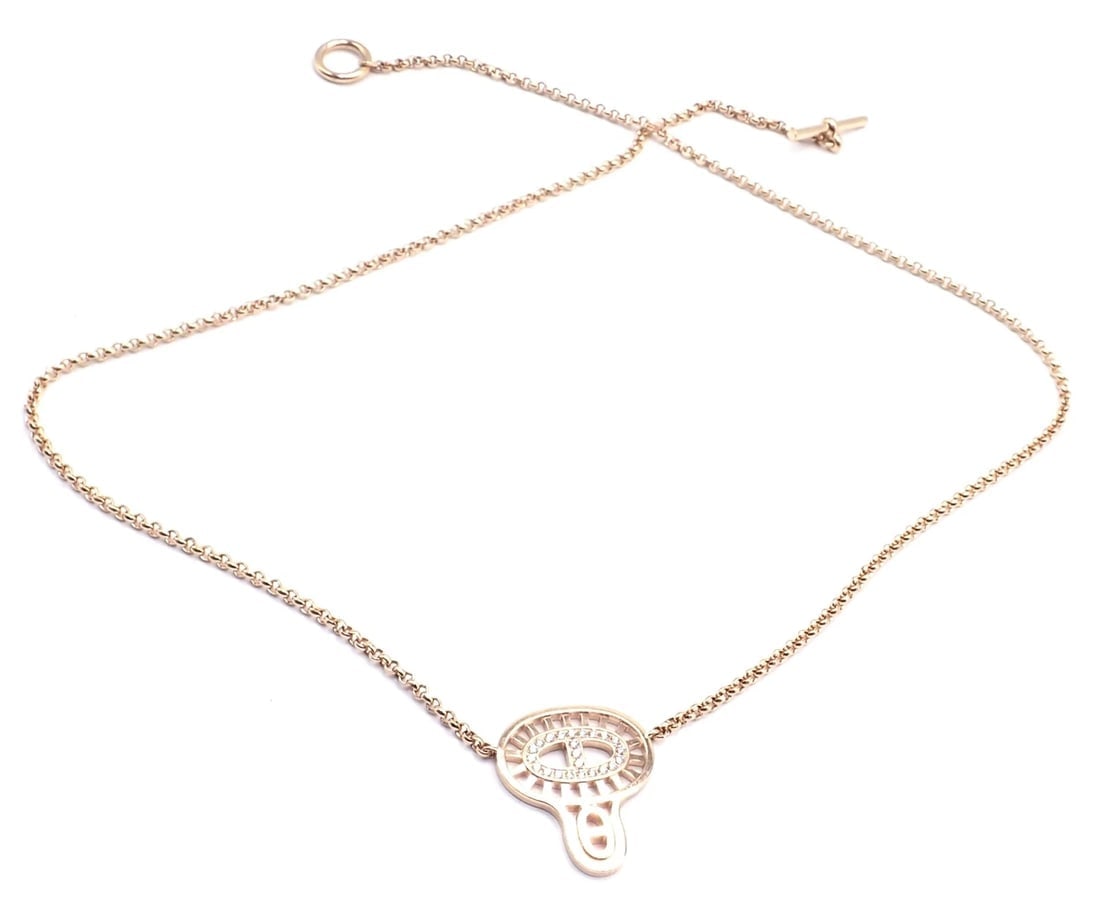 Authentic! Hermes Chaine D'ancre Divine 18k Rose Gold Diamond Necklace Cert Box - 6