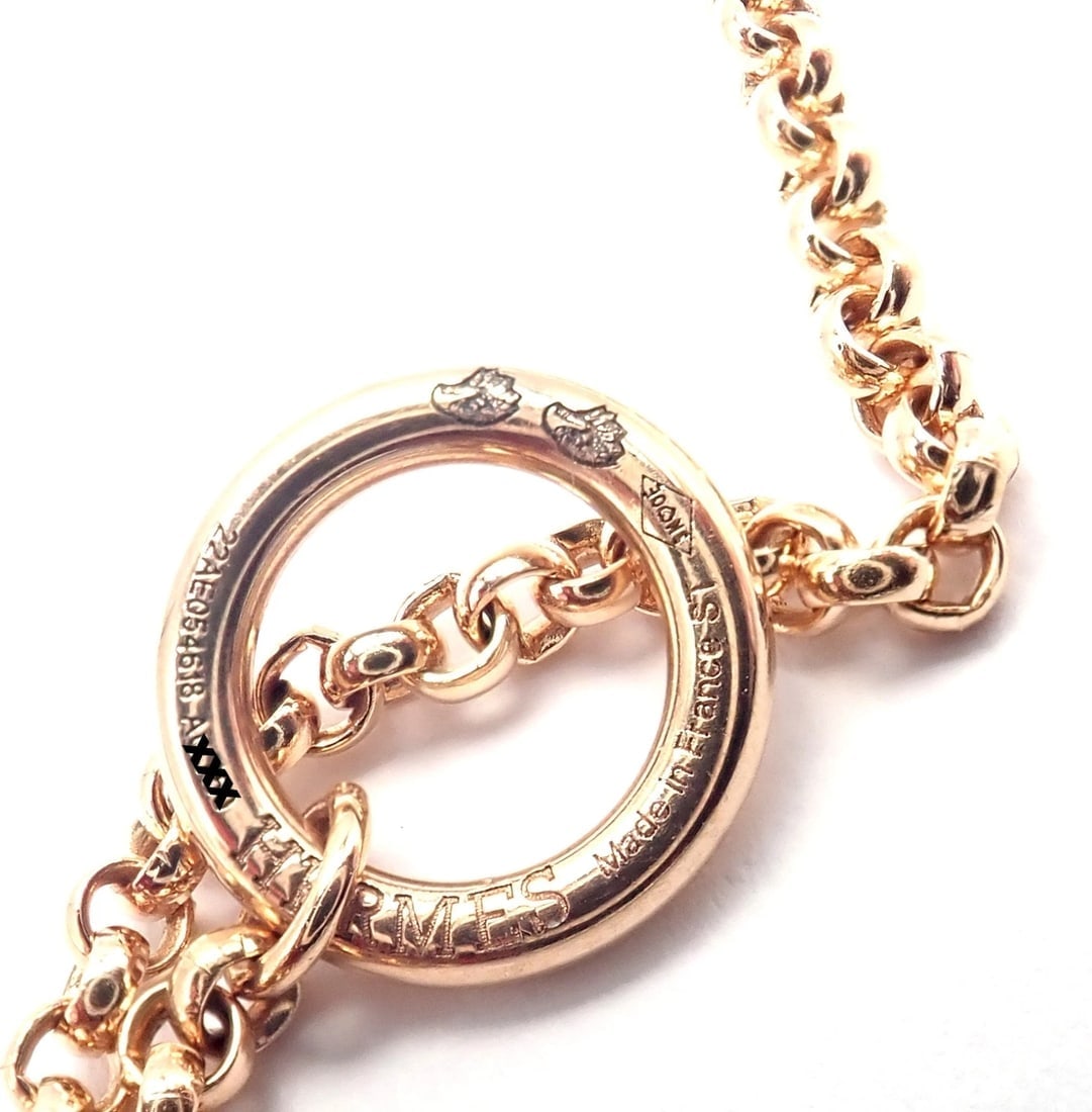 Authentic! Hermes Chaine D'ancre Divine 18k Rose Gold Diamond Necklace Cert Box - 7