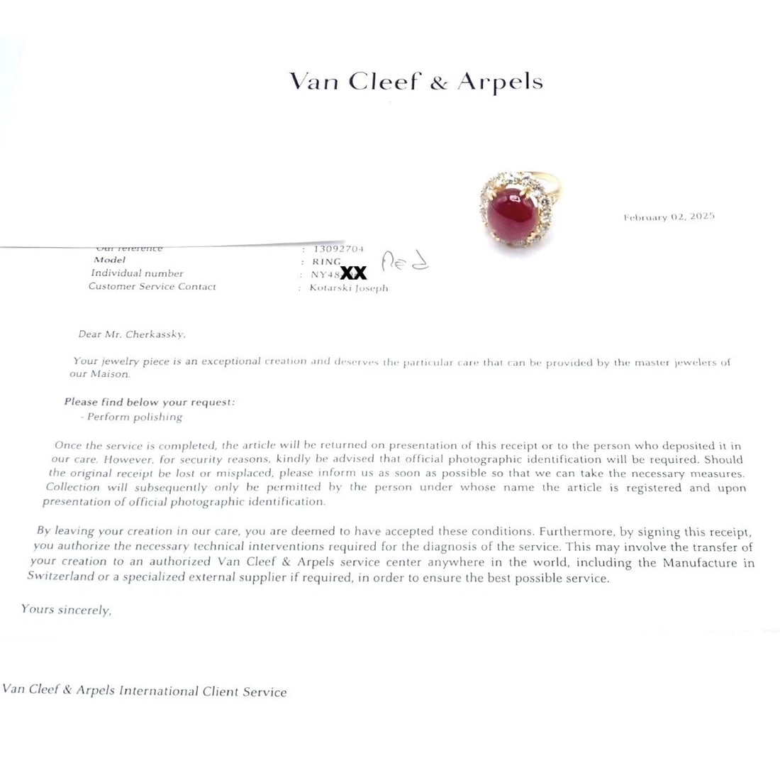 Van Cleef & Arpels 18k Gold Large Cabochon Burmese No Heat Ruby Diamond Ring GIA - 6