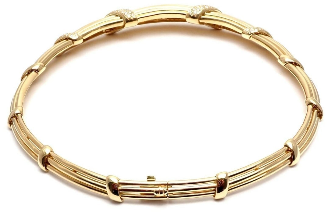 Vintage! Authentic Van Cleef & Arpels 18k Yellow Gold Diamond Choker Necklace - 8