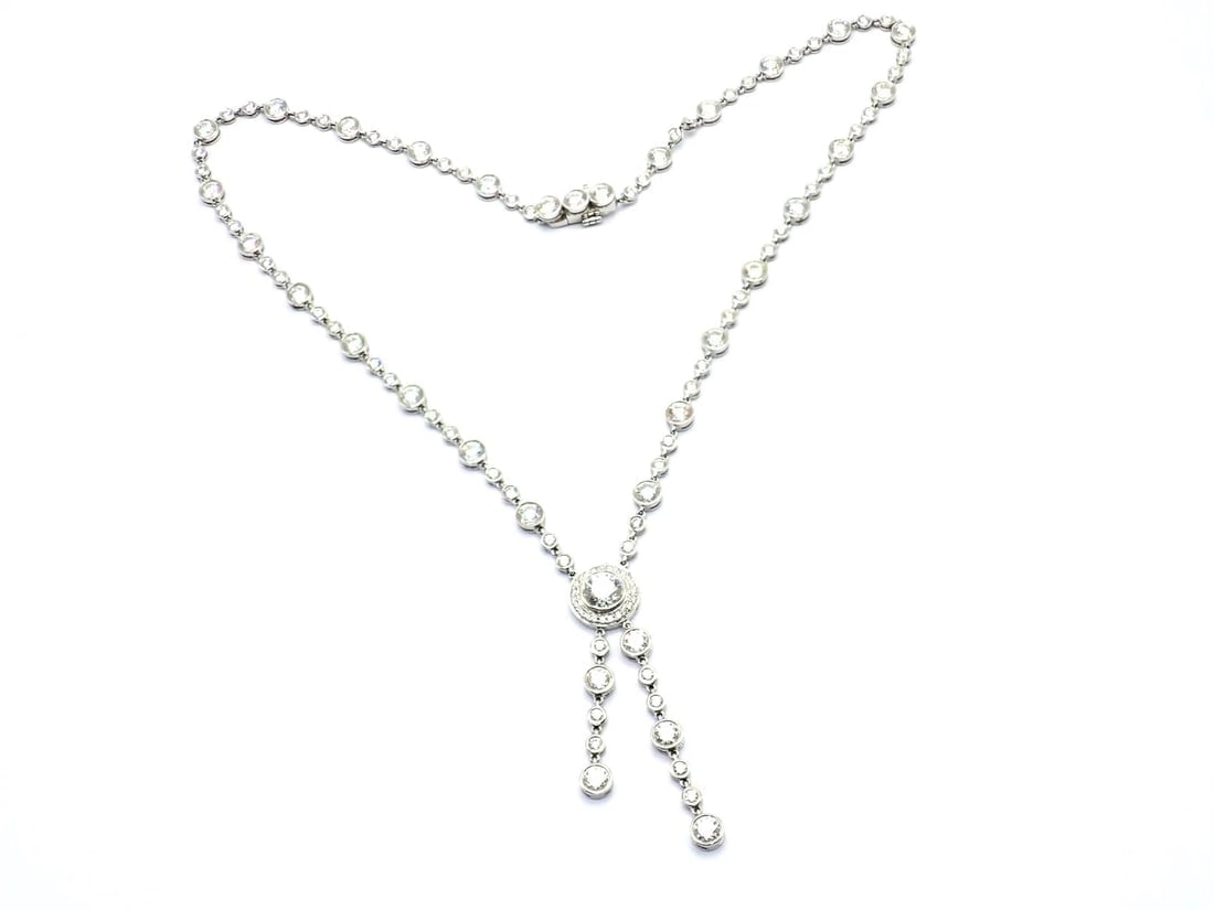 Tiffany & Co Jazz Platinum 8.75ct Diamond Lariat Drop Necklace - 15