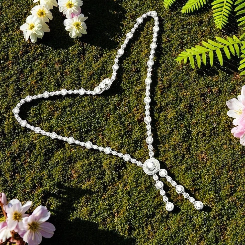 Tiffany & Co Jazz Platinum 8.75ct Diamond Lariat Drop Necklace - 2