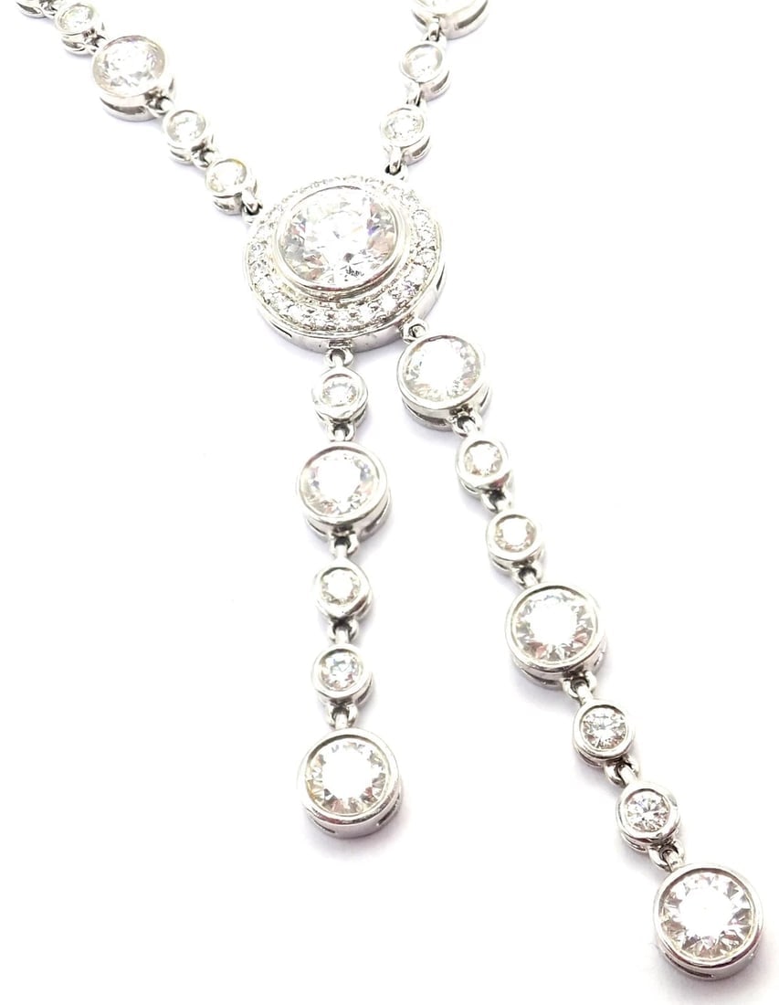 Tiffany & Co Jazz Platinum 8.75ct Diamond Lariat Drop Necklace - 4