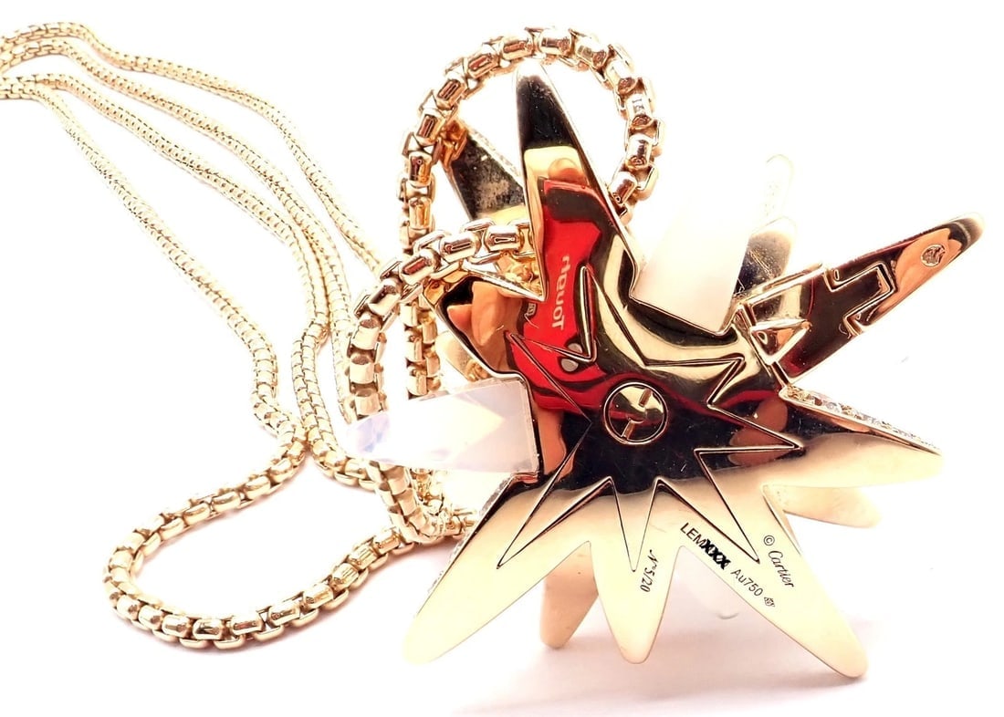 Cartier 18k Rose Gold Limited Edition Diamond Meterore Fractal Pendant Necklace - 16