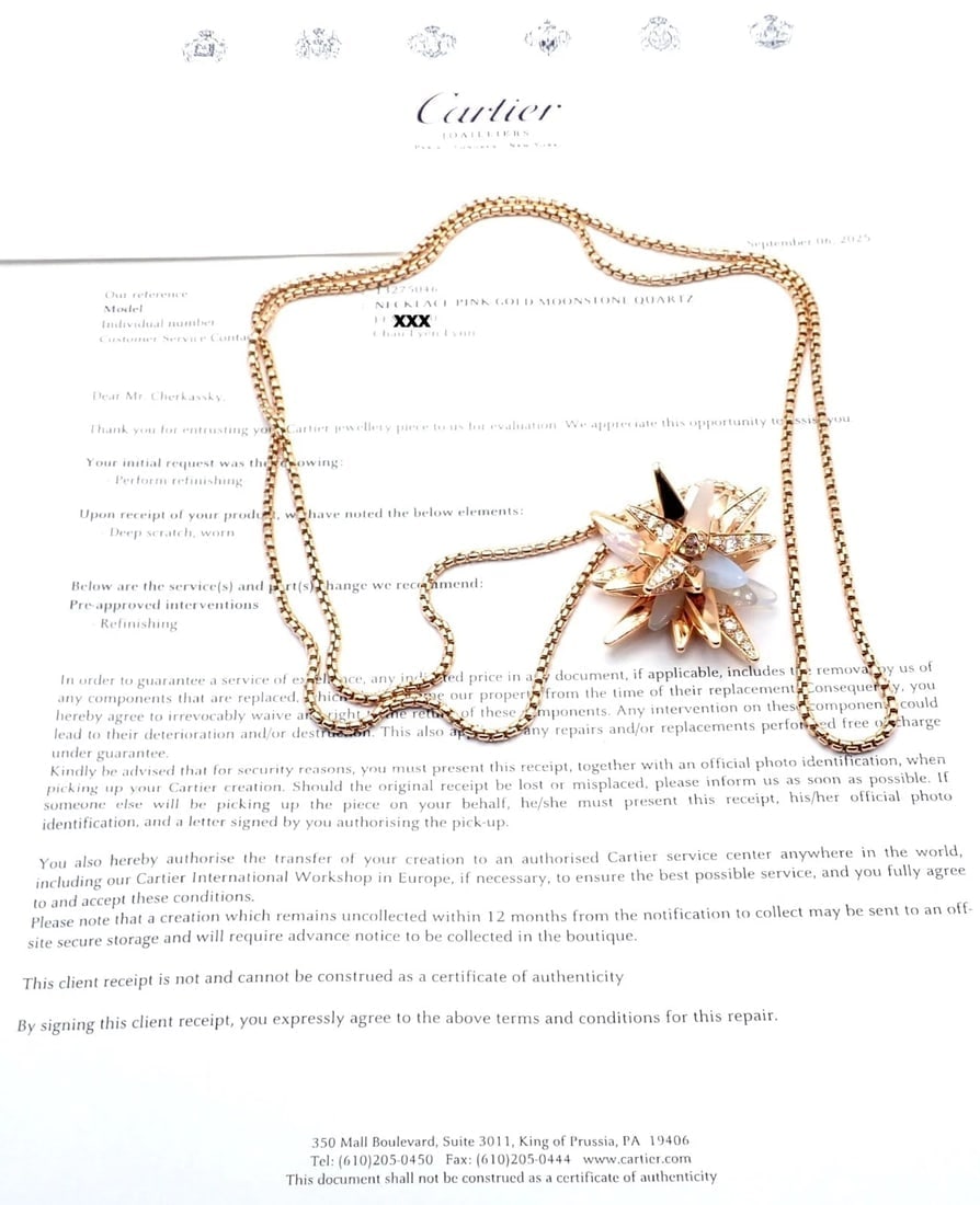 Cartier 18k Rose Gold Limited Edition Diamond Meterore Fractal Pendant Necklace - 18