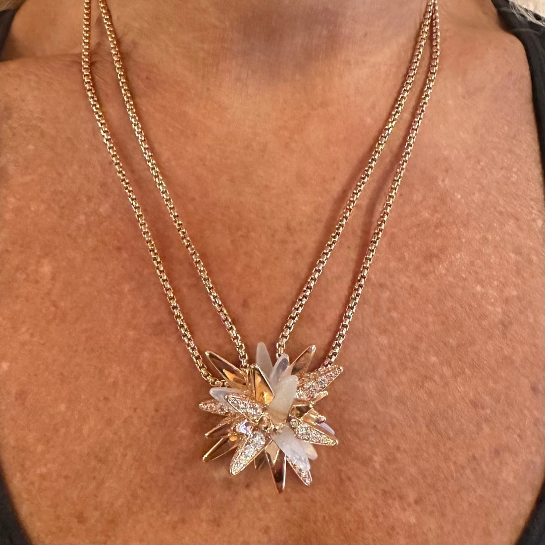 Cartier 18k Rose Gold Limited Edition Diamond Meterore Fractal Pendant Necklace - 3