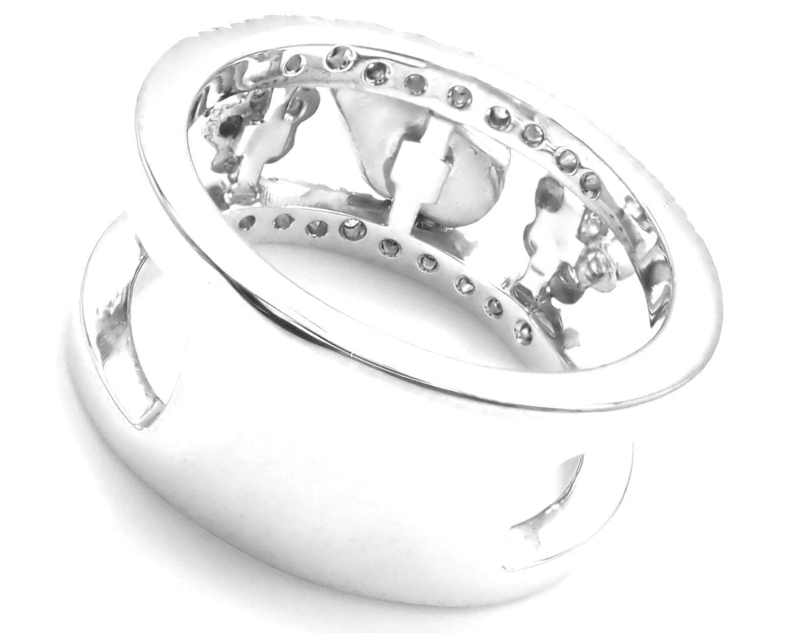 Authentic! Aaron Basha 18k White Gold Diamond Red Enamel Ladybug Band Ring - 4