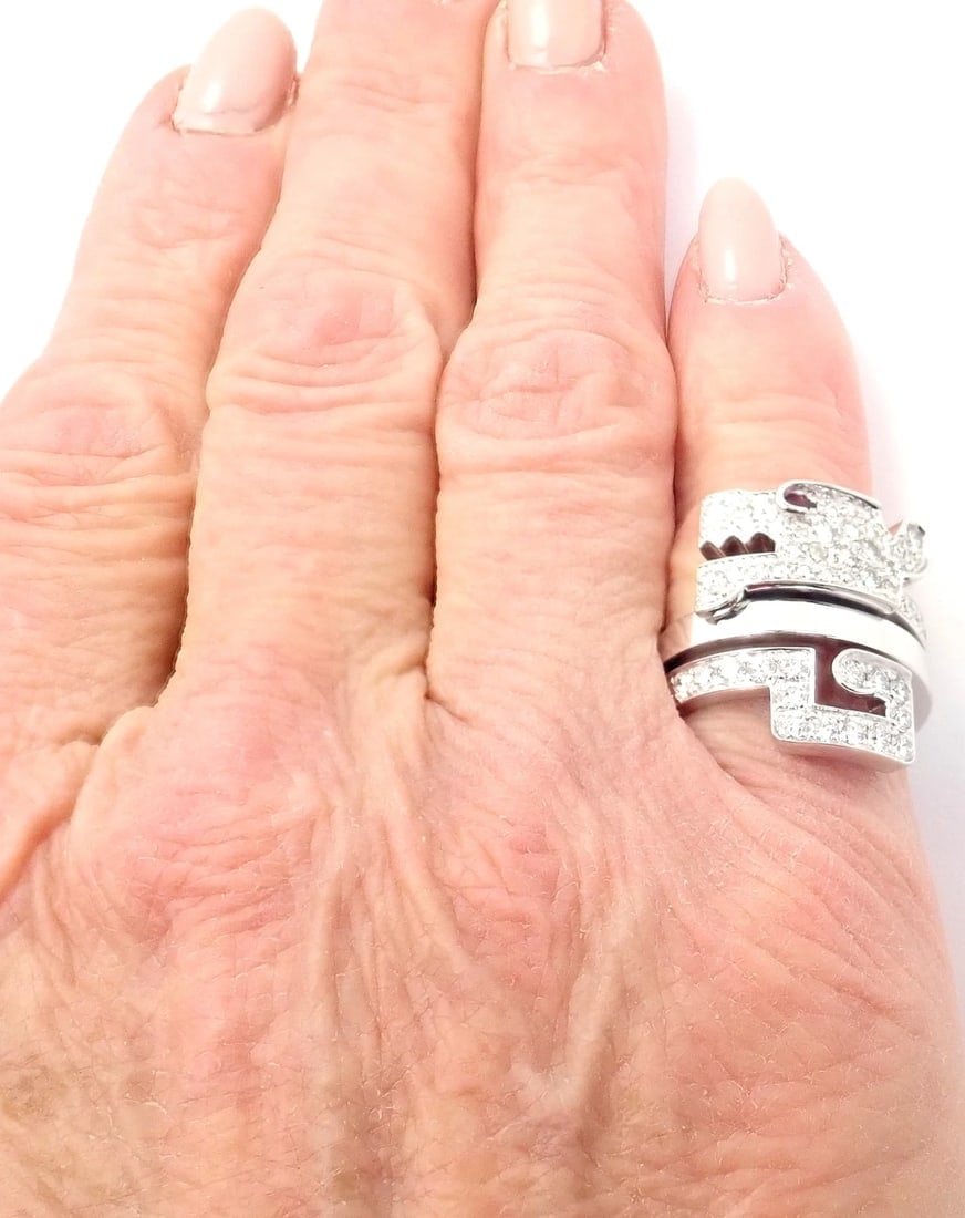Authentic! Cartier Le Baiser Du Dragon 18k White Gold Diamond Ruby Ring Paper - 10