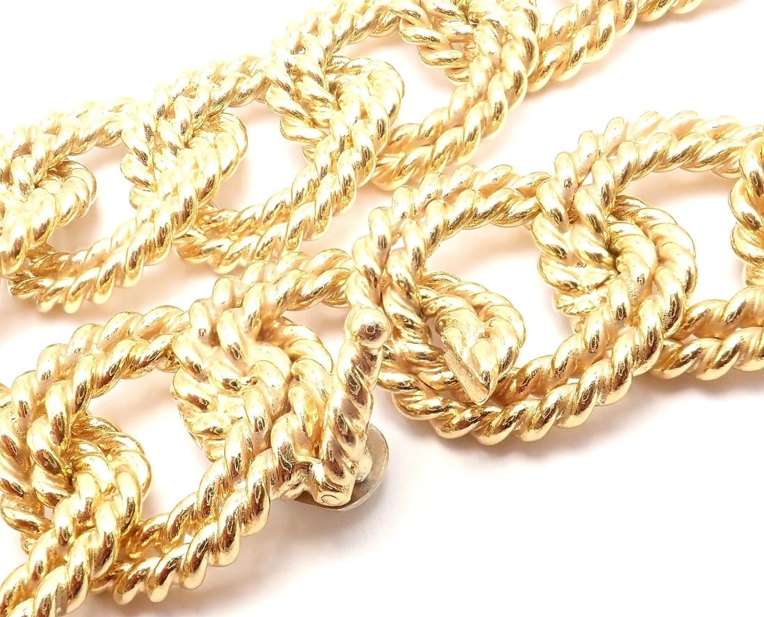 Rare! Authentic Verdura 18k Yellow Gold Rope Link Choker Necklace - 5