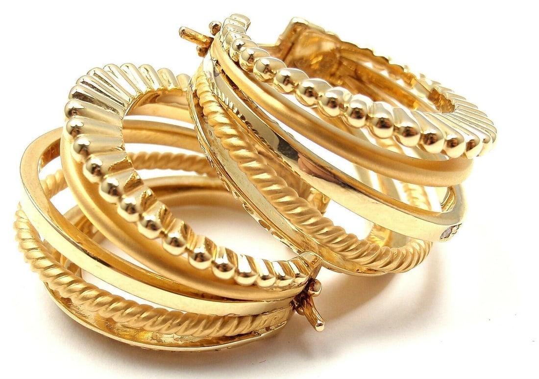 New! Authentic Carrera Y Carrera Melodia 18k Yellow Gold Diamond Hoop Earrings - 3