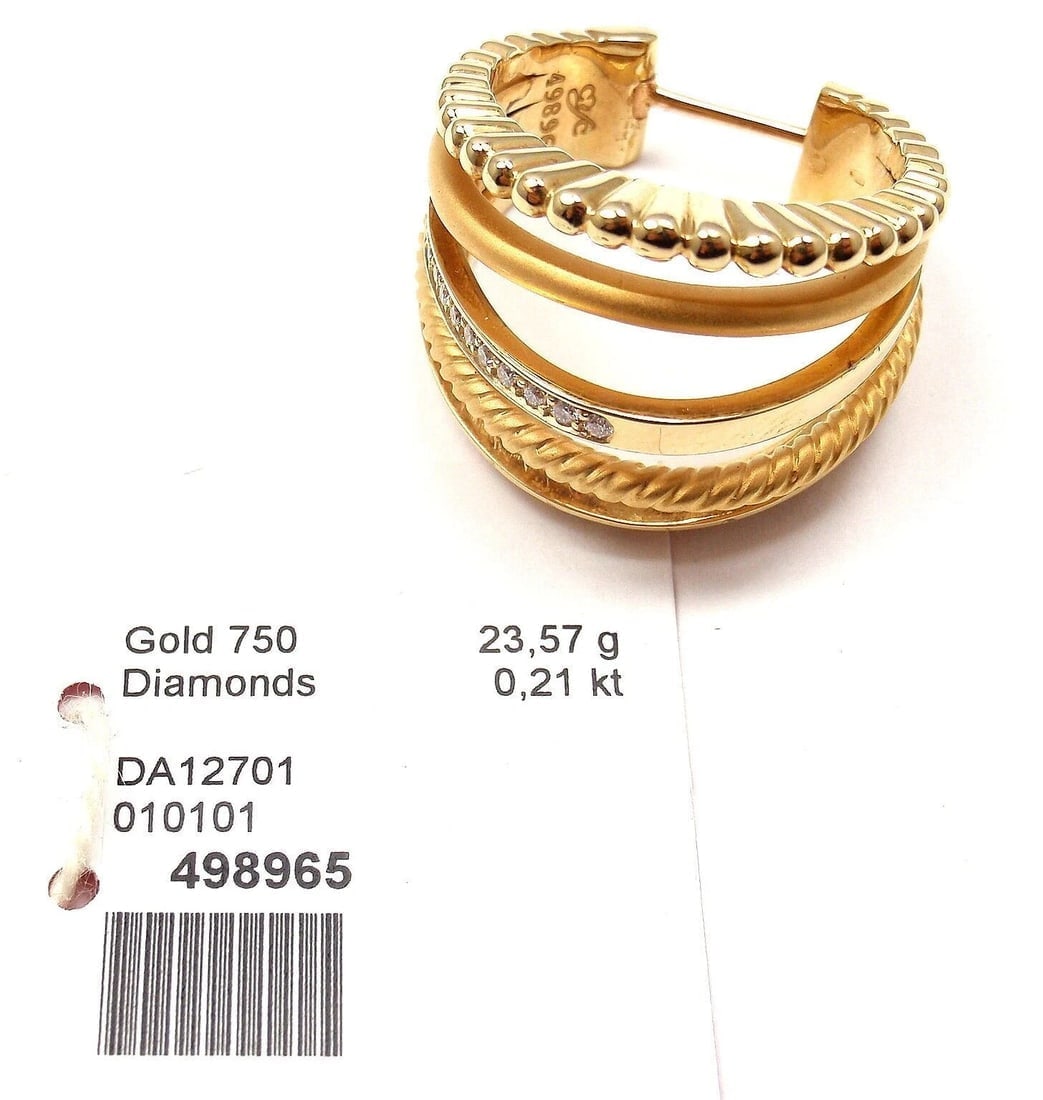 New! Authentic Carrera Y Carrera Melodia 18k Yellow Gold Diamond Hoop Earrings - 5