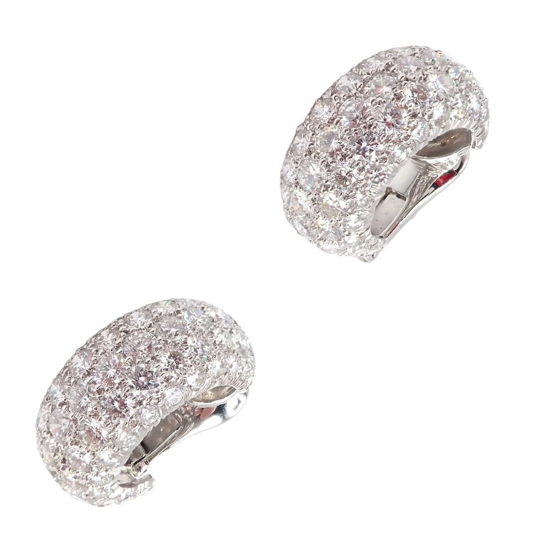 Authentic! David Webb Platinum 18k White Gold 10ct Diamond Hoop Earrings - 4