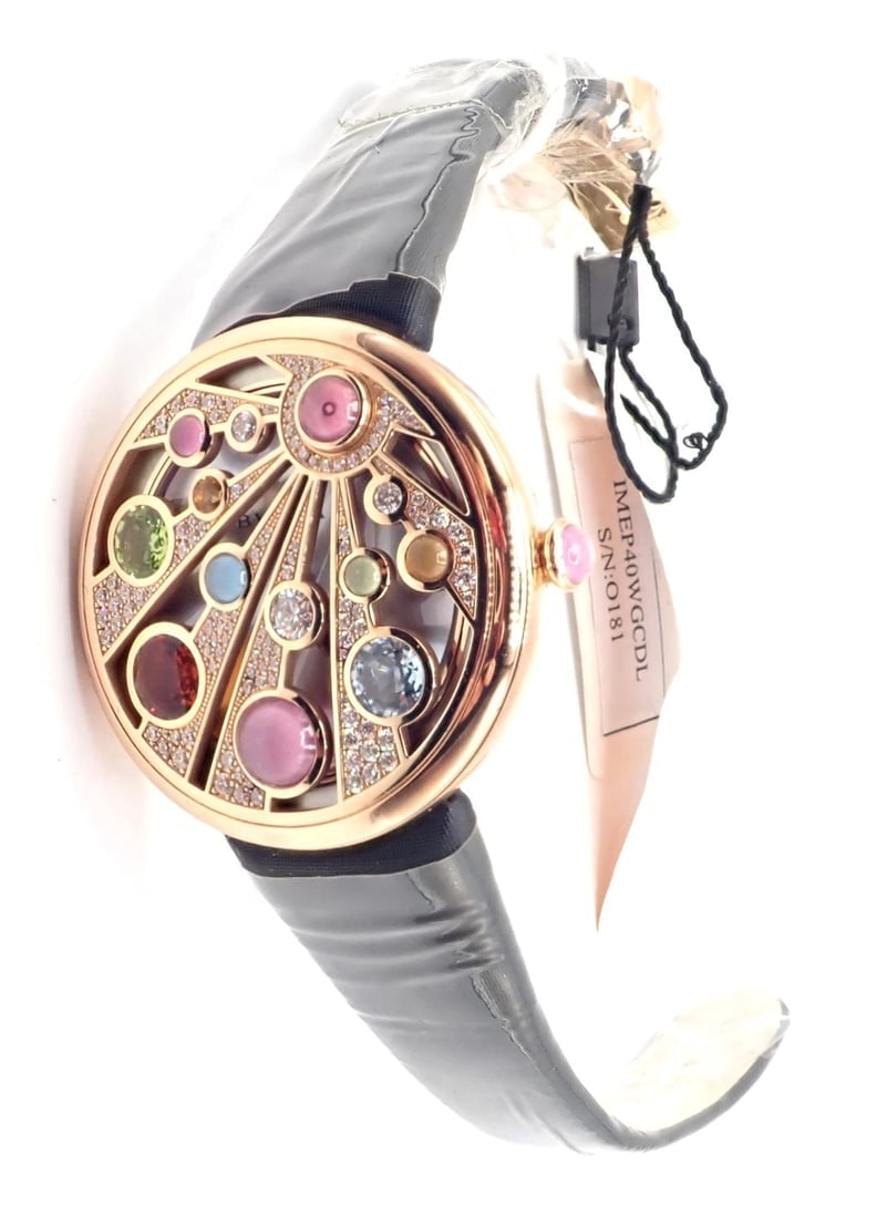 Bulgari Mediterranian Eden 18k Rose Gold Diamond Color Stone MOP Watch Box Paper - 3