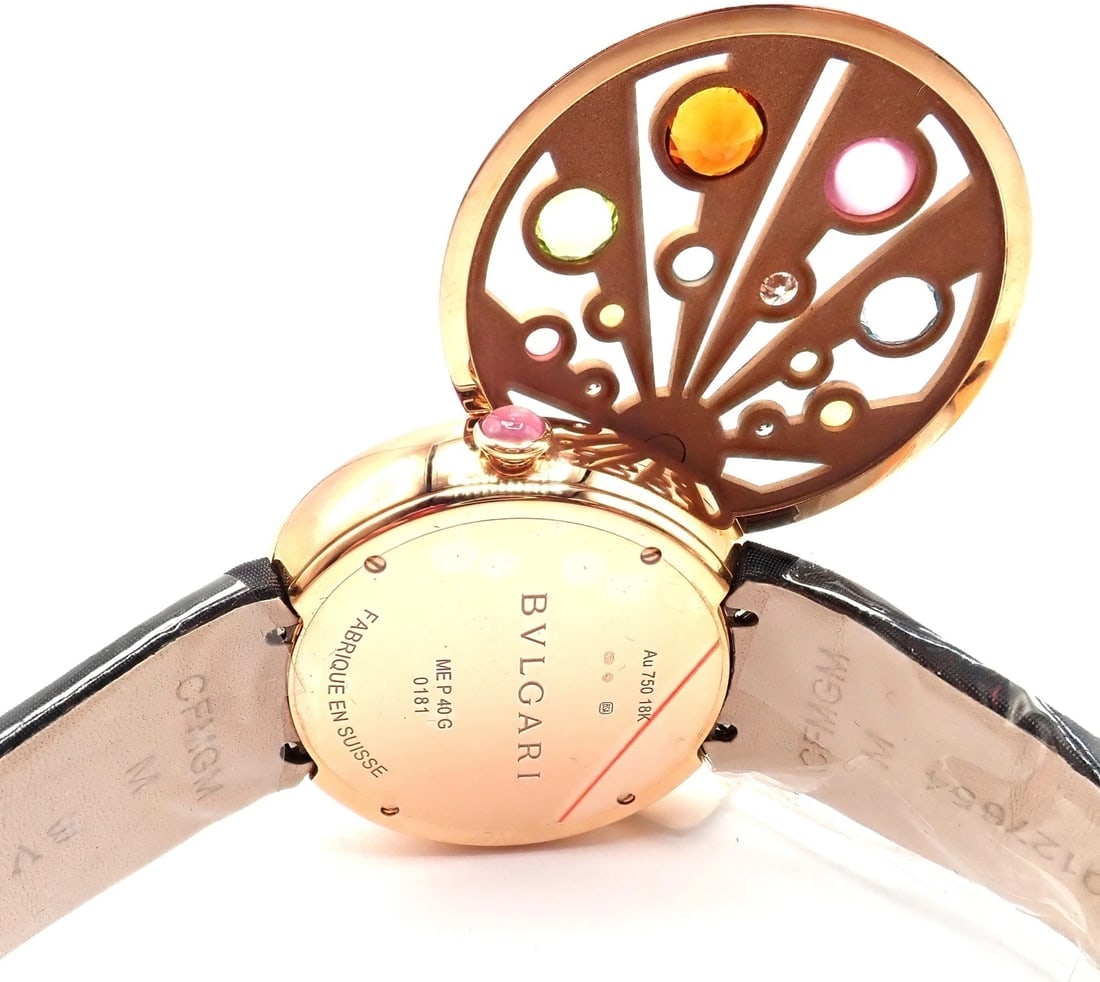 Bulgari Mediterranian Eden 18k Rose Gold Diamond Color Stone MOP Watch Box Paper - 5