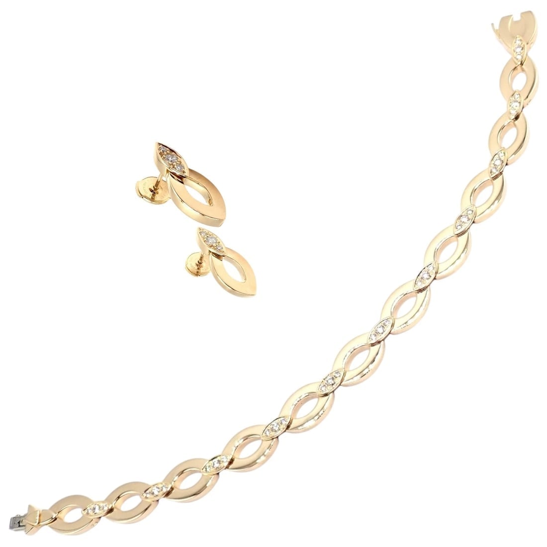 Authentic! Cartier 18K Yellow Gold Diamond Diadea Link Bracelet Earrings Set (1 of 19)