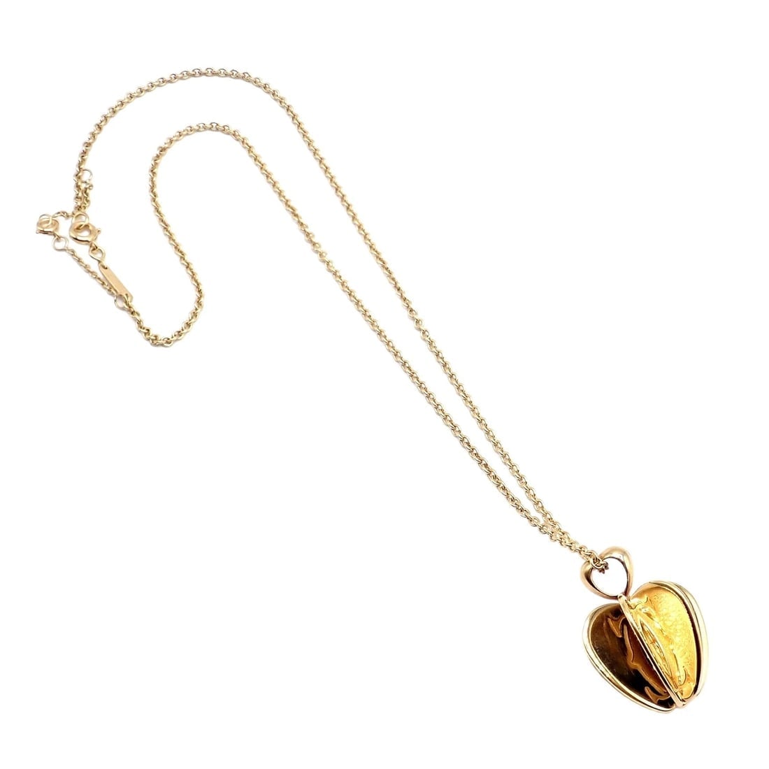 Rare! Cartier 18k Yellow Gold Double C 3D Apple Pendant Chain Necklace - 4