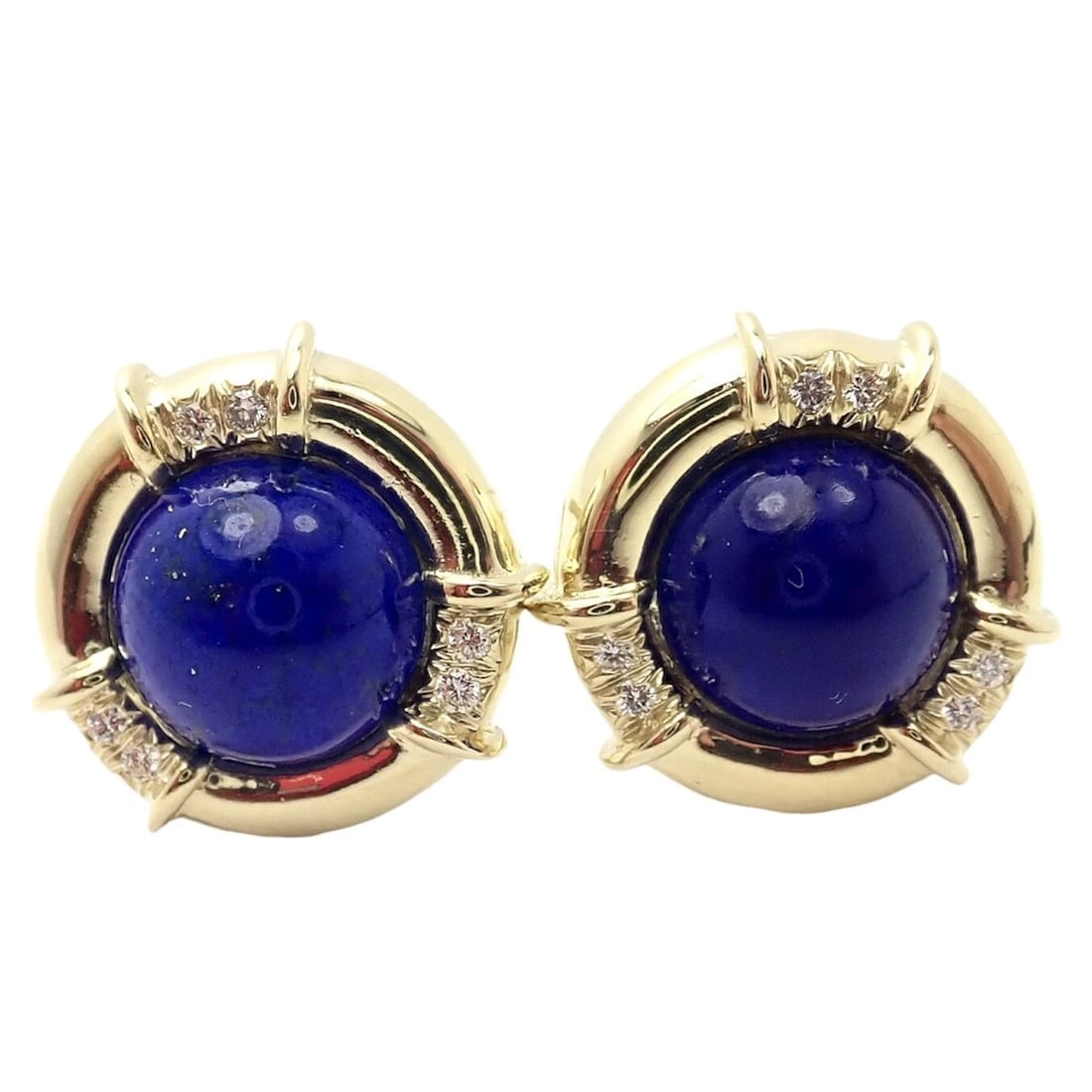 Authentic! Tiffany & Co 18k Yellow Gold Diamond Lapis Lazuli Earrings - 9