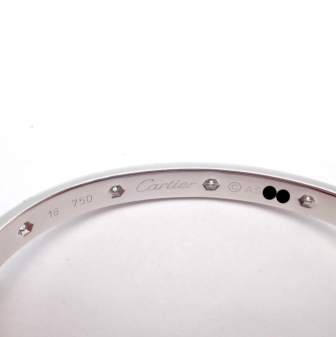 Authentic! Cartier Love 18k White Gold 10 Diamond Bangle Bracelet Sz 18 + Cert - 9