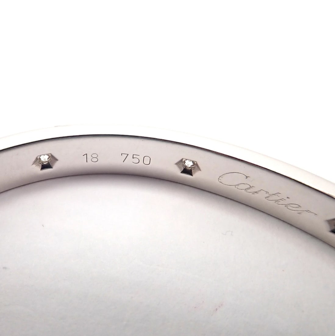 Authentic! Cartier Love 18k White Gold 10 Diamond Bangle Bracelet Sz 18 + Cert - 7