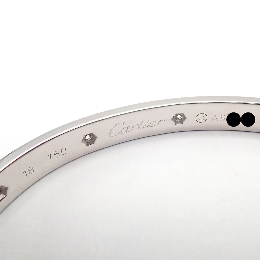 Authentic! Cartier Love 18k White Gold 10 Diamond Bangle Bracelet Sz 18 + Cert - 8