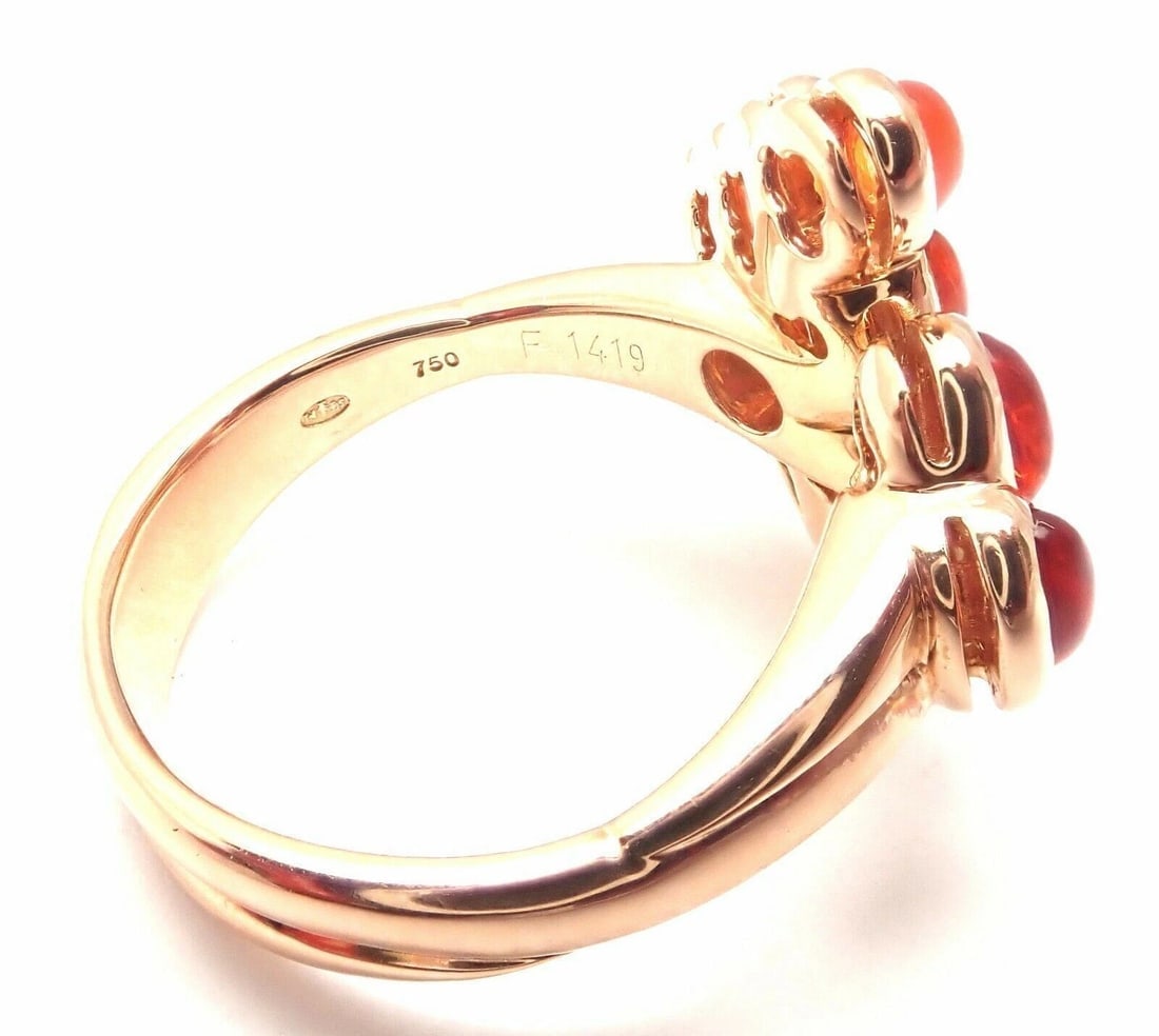 Authentic! Mauboussin Paris 18k Rose Gold Diamond Tourmaline Citrine Ring - 9