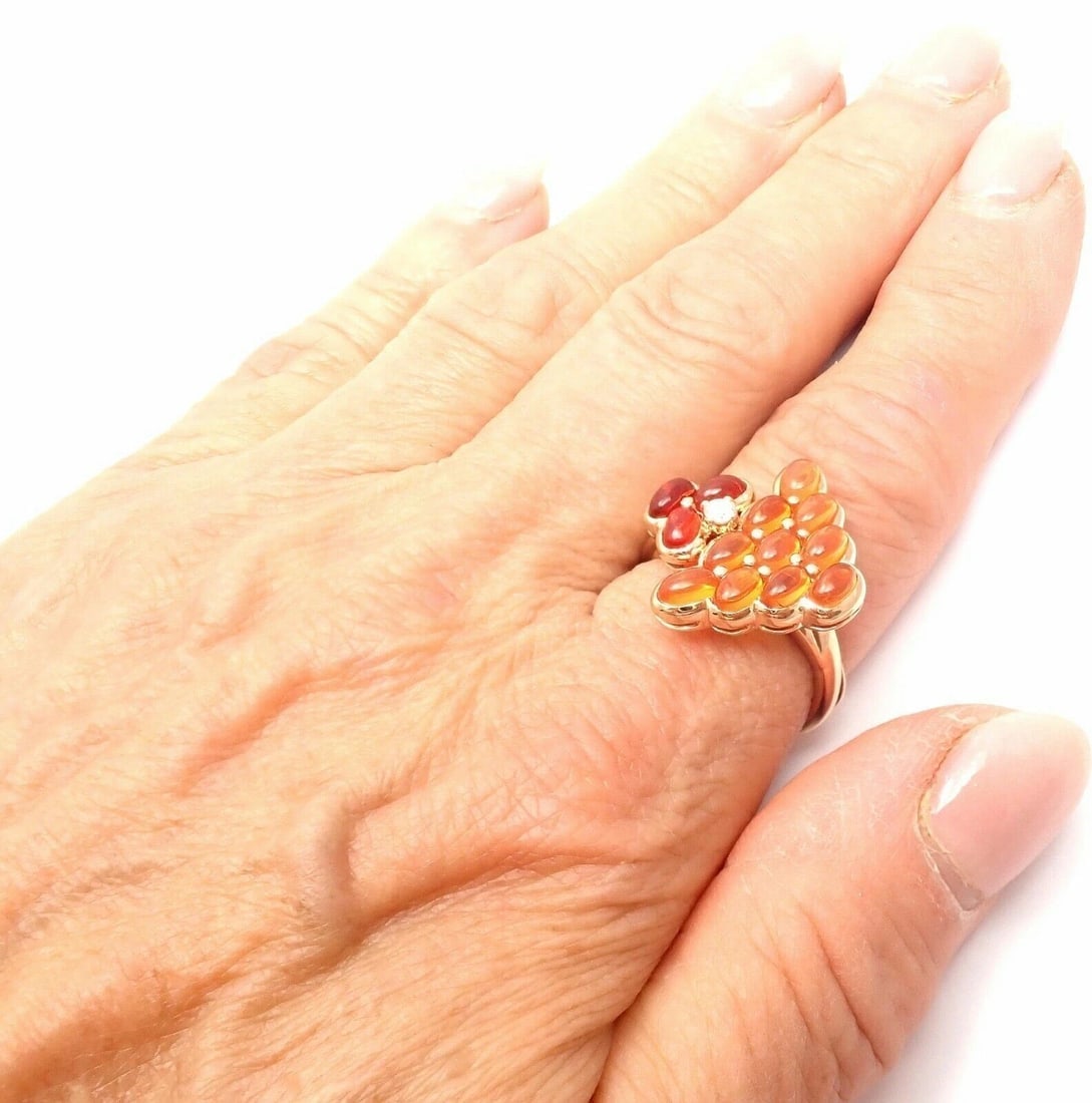 Authentic! Mauboussin Paris 18k Rose Gold Diamond Tourmaline Citrine Ring - 11