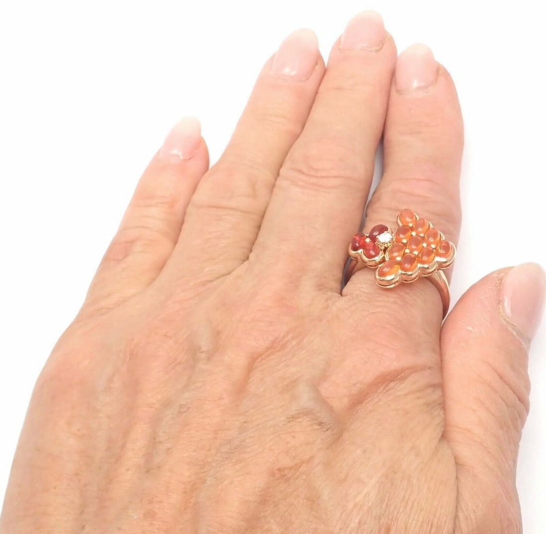 Authentic! Mauboussin Paris 18k Rose Gold Diamond Tourmaline Citrine Ring - 6