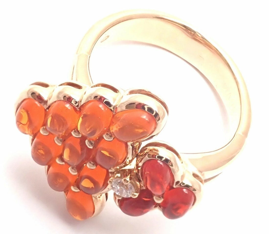 Authentic! Mauboussin Paris 18k Rose Gold Diamond Tourmaline Citrine Ring - 7