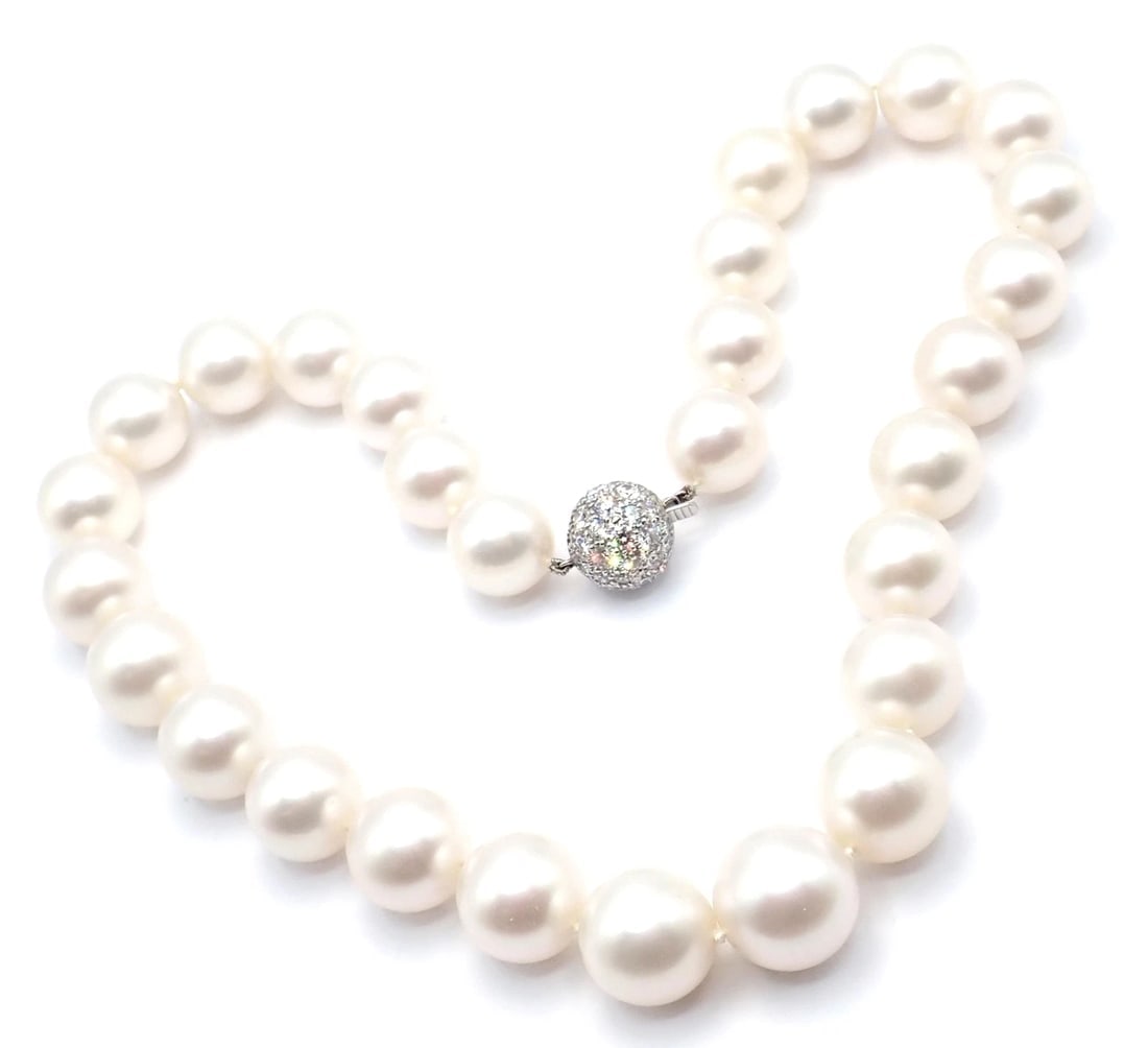Authentic! Tiffany & Co Platinum Diamond South Sea Large Pearl Necklace Paper - 13