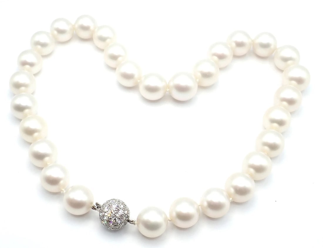 Authentic! Tiffany & Co Platinum Diamond South Sea Large Pearl Necklace Paper - 14