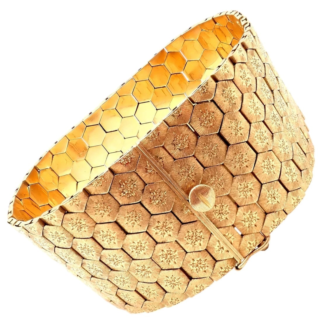 Authentic! Vintage Mario Buccellati 18k Yellow Gold Honeycomb Hexagon Bracelet - 13