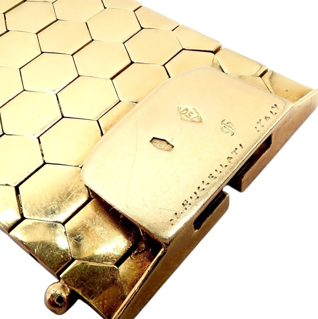 Authentic! Vintage Mario Buccellati 18k Yellow Gold Honeycomb Hexagon Bracelet - 5